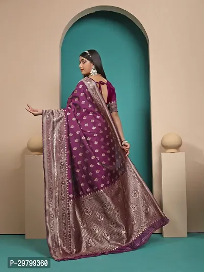 Stylish Art Silk Purple Jacquard Saree With Blouse Piece-thumb2