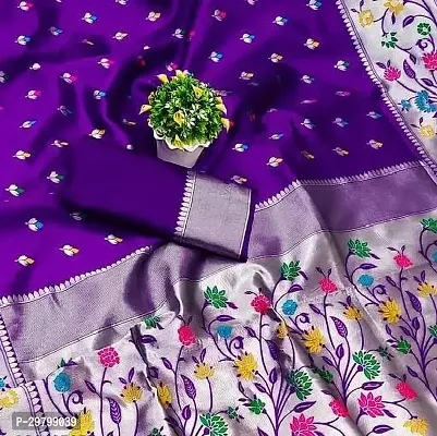 Stylish Art Silk Purple Jacquard Saree With Blouse Piece-thumb0