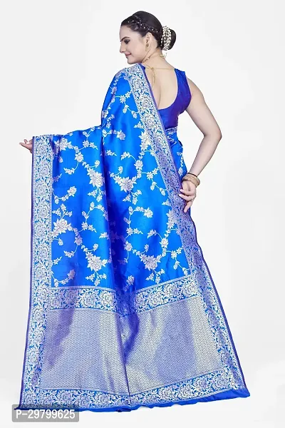 Stylish Art Silk Blue Jacquard Saree With Blouse Piece-thumb2