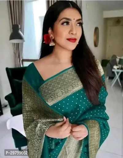 Stylish Art Silk Light Green Jacquard Saree With Blouse Piece-thumb0