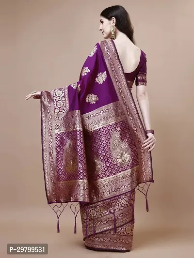 Stylish Art Silk Purple Jacquard Saree With Blouse Piece-thumb2