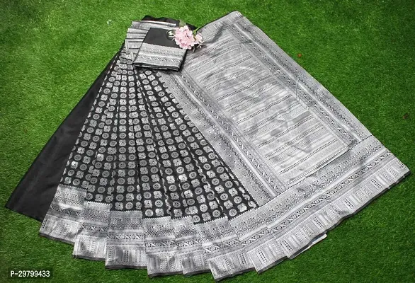 Stylish Art Silk Black Jacquard Saree With Blouse Piece-thumb0