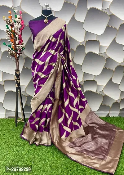 Stylish Art Silk Purple Jacquard Saree With Blouse Piece-thumb0