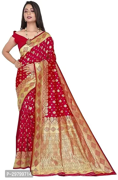 Stylish Art Silk Red Jacquard Saree With Blouse Piece-thumb0