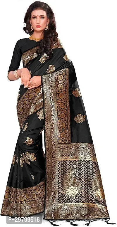 Stylish Art Silk Black Jacquard Saree With Blouse Piece-thumb0