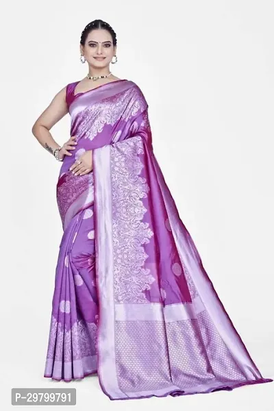 Stylish Art Silk Magenta Jacquard Saree With Blouse Piece-thumb0