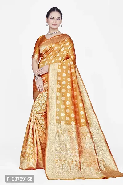 Stylish Art Silk Yellow Jacquard Saree With Blouse Piece-thumb0