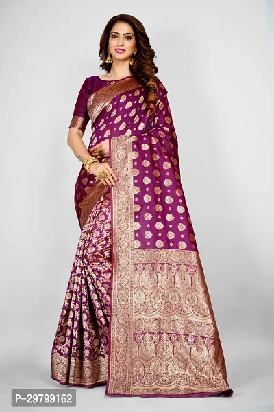 Stylish Art Silk Purple Jacquard Saree With Blouse Piece-thumb0