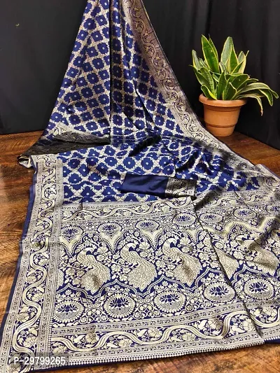 Stylish Art Silk Blue Jacquard Saree With Blouse Piece-thumb0