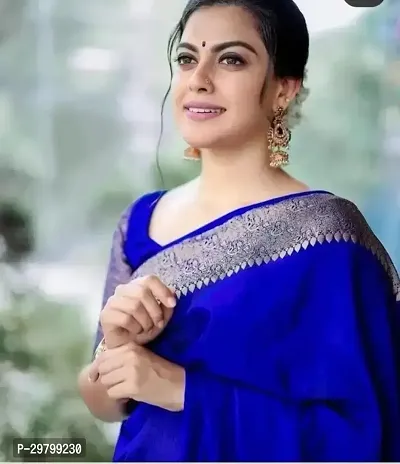 Stylish Art Silk Blue Jacquard Saree With Blouse Piece-thumb2