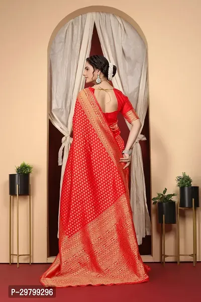 Stylish Art Silk Red Jacquard Saree With Blouse Piece-thumb2