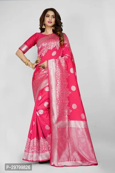 Stylish Art Silk Pink Jacquard Saree With Blouse Piece-thumb0