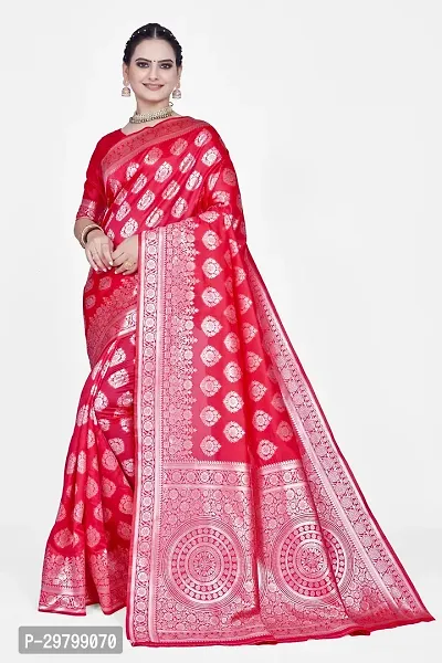 Stylish Art Silk Red Jacquard Saree With Blouse Piece-thumb0