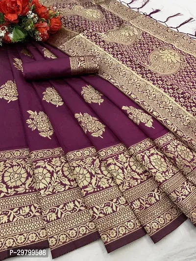 Stylish Art Silk Purple Jacquard Saree With Blouse Piece-thumb0