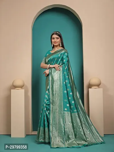 Stylish Art Silk Light Green Jacquard Saree With Blouse Piece-thumb0