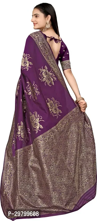 Stylish Art Silk Purple Jacquard Saree With Blouse Piece-thumb2