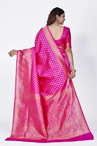 Stylish Art Silk Pink Jacquard Saree With Blouse Piece-thumb1