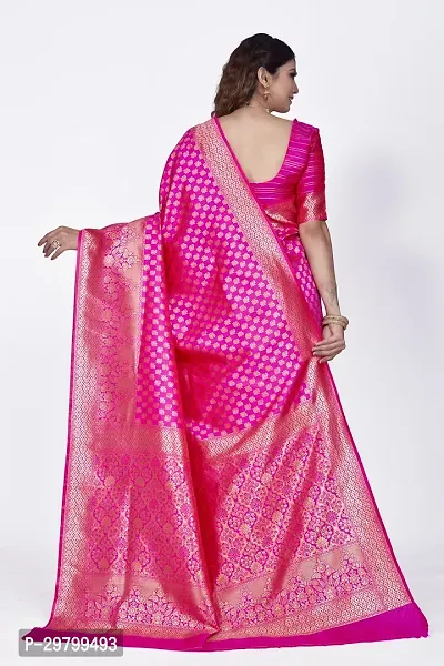 Stylish Art Silk Pink Jacquard Saree With Blouse Piece-thumb2