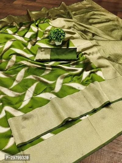 Stylish Art Silk Green Jacquard Saree With Blouse Piece-thumb0