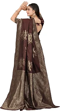 Stylish Art Silk Brown Jacquard Saree With Blouse Piece-thumb1