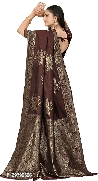 Stylish Art Silk Brown Jacquard Saree With Blouse Piece-thumb2