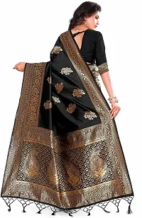 Stylish Art Silk Black Jacquard Saree With Blouse Piece-thumb1