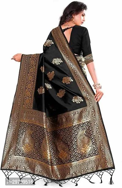 Stylish Art Silk Black Jacquard Saree With Blouse Piece-thumb2