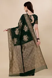 Stylish Art Silk Dark Green Jacquard Saree With Blouse Piece-thumb1