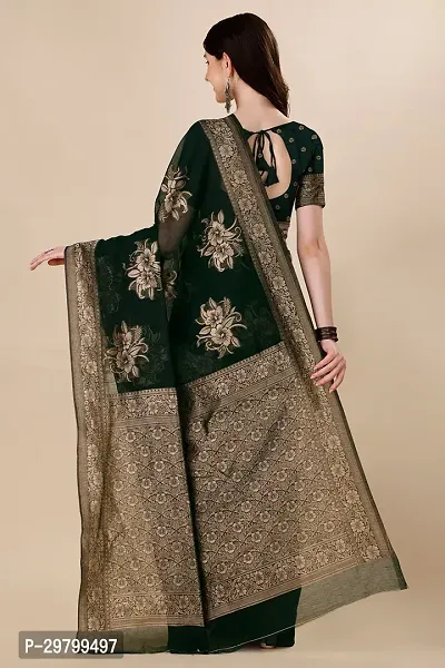 Stylish Art Silk Dark Green Jacquard Saree With Blouse Piece-thumb2