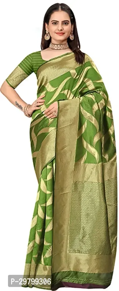 Stylish Art Silk Light Green Jacquard Saree With Blouse Piece-thumb0