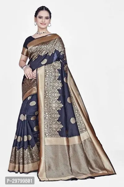 Stylish Art Silk Black Jacquard Saree With Blouse Piece-thumb0