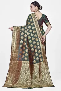 Stylish Art Silk Dark Green Jacquard Saree With Blouse Piece-thumb1