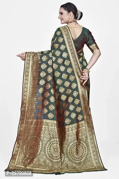 Stylish Art Silk Dark Green Jacquard Saree With Blouse Piece-thumb2