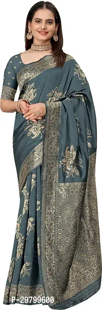 Stylish Art Silk Grey Jacquard Saree With Blouse Piece-thumb0