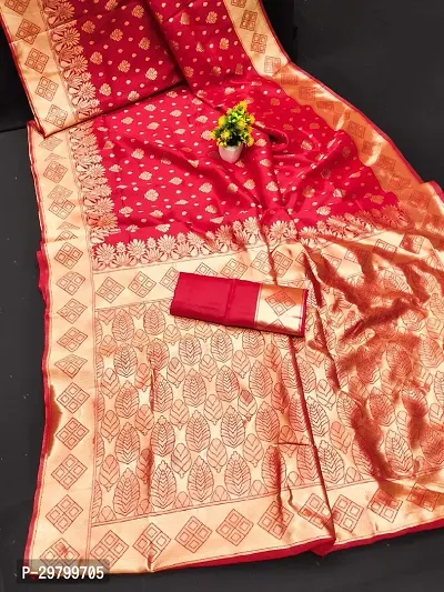 Stylish Art Silk Red Jacquard Saree With Blouse Piece-thumb0