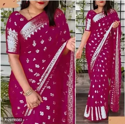 Stylish Art Silk Magenta Jacquard Saree With Blouse Piece-thumb0