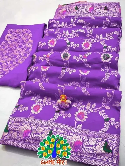 Glamorous Art Silk Saree with Blouse piece 