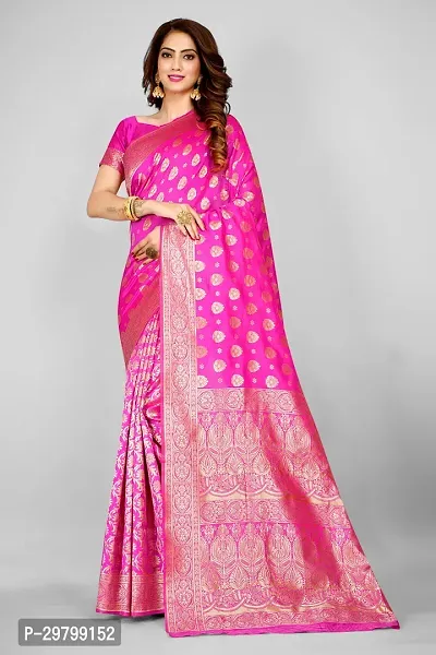 Stylish Art Silk Pink Jacquard Saree With Blouse Piece-thumb0