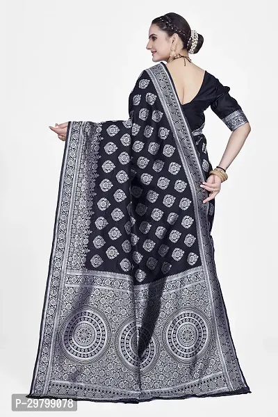 Stylish Art Silk Black Jacquard Saree With Blouse Piece-thumb2