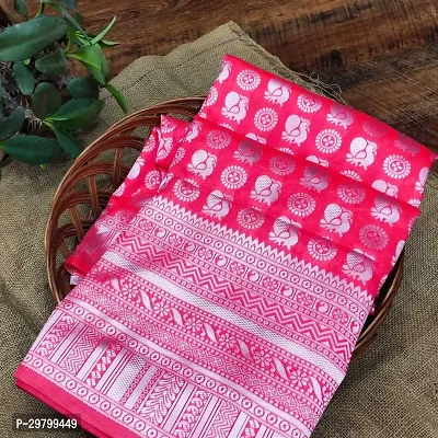 Stylish Art Silk Pink Jacquard Saree With Blouse Piece-thumb0