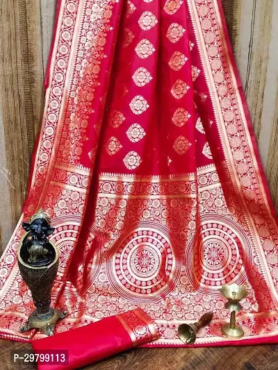 Stylish Art Silk Red Jacquard Saree With Blouse Piece-thumb0