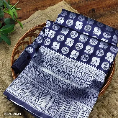 Stylish Art Silk Blue Jacquard Saree With Blouse Piece-thumb0