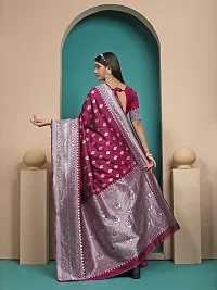 Stylish Art Silk Magenta Jacquard Saree With Blouse Piece-thumb1