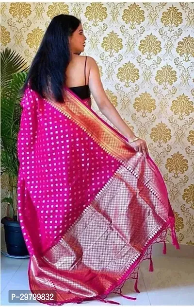 Stylish Art Silk Pink Jacquard Saree With Blouse Piece-thumb2