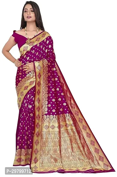 Stylish Art Silk Purple Jacquard Saree With Blouse Piece-thumb0