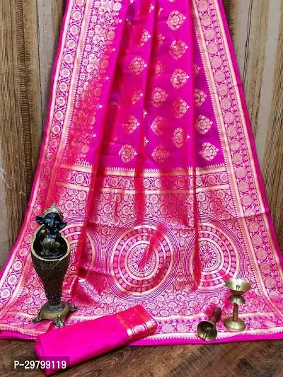 Stylish Art Silk Pink Jacquard Saree With Blouse Piece-thumb0