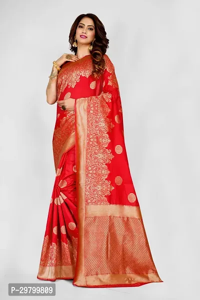 Stylish Art Silk Red Jacquard Saree With Blouse Piece-thumb0