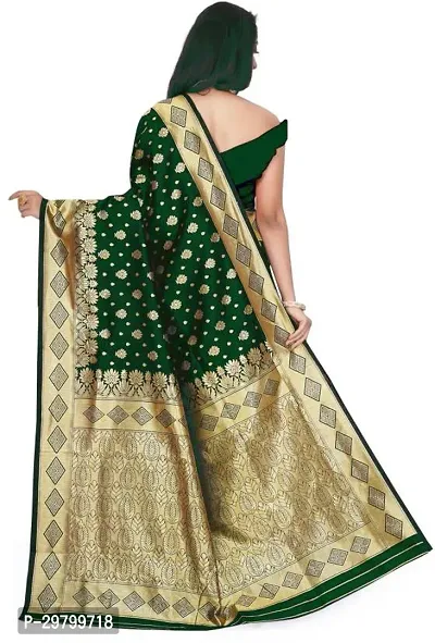 Stylish Art Silk Dark Green Jacquard Saree With Blouse Piece-thumb2