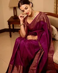 Stylish Art Silk Purple Jacquard Saree With Blouse Piece-thumb1