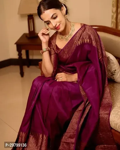 Stylish Art Silk Purple Jacquard Saree With Blouse Piece-thumb2